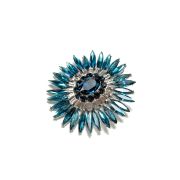 Floral blue-green crystal star brooch