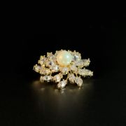 Golden Pearl Flower Brooch