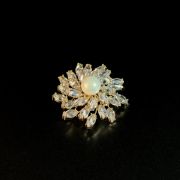 Golden Pearl Flower Brooch
