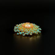 Turquoise Blue Pearl Flower Brooch