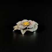 Silver Crystal Flower Brooch