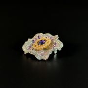 Vintage style purple crystal flower brooch