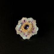 Vintage style purple crystal flower brooch