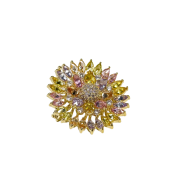 Sparkling Sunflower Multicolored Crystal Flower Brooch