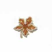 Orange Rhinestone Maple Leaf Brooch