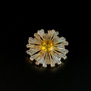 Yellow Crystal Sunburst Brooch