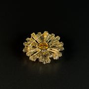 Yellow Crystal Sunburst Brooch