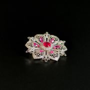 Sparkling purple-red crystal flower brooch