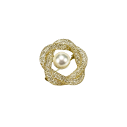 Elegant openwork gold thread pearl flower brooch