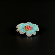 Turquoise Blue Flower Brooch