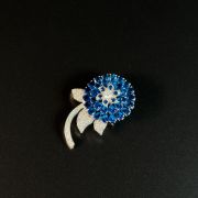 Elegant Blue Crystal Flower Brooch