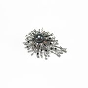Elegant and eye-catching grey pearl sunburst brooch