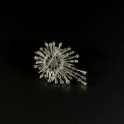 Elegant and eye-catching grey pearl sunburst brooch