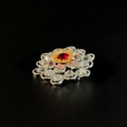Red Crystal Floral Brooch